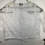 Lark Lane Women’s White Sheer Lace Button Photo 6
