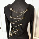 Symphony LITTLE BLACK DRESS GOLD CHAIN SEXY CUT OUT LACE UP RHONESTONE Photo 5