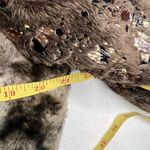 Regent Park Womens Large‎ Faux Fur Brown Metallic Gold Coat Jacket Shiny Animal Photo 12