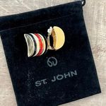 St. John Vintage 80’s  red/blue/white Enamel Clip On Earrings “rare” Photo 3