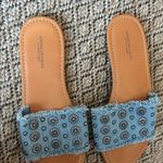 American Eagle Denim Floral Studded Flat Slides Size 7 Photo 1