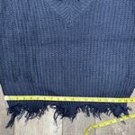 Main Strip V Neck Frayed Sweater Dark blue Size Large Photo 11