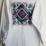 Hanes Vintage 90s Floral Patchwork Graphic Sweatshirt / Sweatshirt Dress White Sz S/M Photo 0