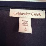 Coldwater Creek Women’s  Navy and White Striped High-Low Top Sz L(14) Photo 2