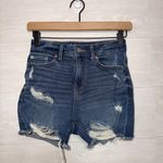 No Boundaries  Distressed High Rise Denim Jean Shorts Blue Cutoff Frayed Hem Photo 1