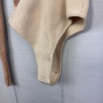 Free People Intimately  Long Sleeve Mock Neck Bodysuit Tan Glitter Sparkle Ribbed Photo 2