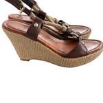 American Vintage Y2K VTG. BROWN BUCKLE ROPE WEDGE SANDALS HILLARD & HANSEN SZ. 8β Photo 3