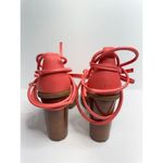 Michael Kors  Platform Sandal Size 10 Coral Leather Ankle Wrap Open Toe Heels‎ Photo 7