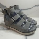 Eileen Fisher  Womens Gray Leather Strappy Gladiator Platform Sandal Sz 6 Comfort Photo 1