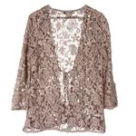 Chico's Cardigan Womens S Pink 100% Cotton Floral Crochet Lace Tie Front Boho Photo 4