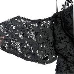 Lee NWT SAU  Lace Off Shoulder Cocktail Black Asymmetric Midi Dress Sz 4 Photo 3