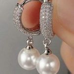 Anthropologie 925 Silver Plated Drop Earrings Elegant Zircon stainless steel Photo 5