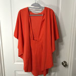 Orange Cape Sleeve Polyester Spandex Small Dress Photo 1