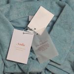 ANDIE NWT Cropped Button Up Blue CABLU Textured Collared Short Sleeve Shirt S Photo 5