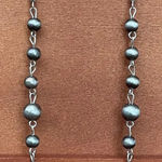 Navajo Style Pearl Spaced Bead Dangle Earrings Silver Photo 0