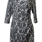 Kay Unger NY Dress Sz 10 Nude Black Lace Cocktail Party Half Sleeve Semi Formal Photo 0