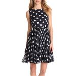 Adrianna Papell Polka Dot Pleated Belted Cocktail Dress Navy Blue White Sz 8 NWT Photo 15