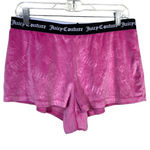 Juicy Couture  Shorts Women Medium Pink Velour Comfy Stretch Elastic‎ Waist Logo Photo 0