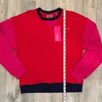 Terez NWT  Pink Red Colorblock Oversized Pullover Crewneck Sweatshirt Size XS Photo 1