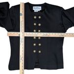 Oleg Cassini Vintage Black Blazer Jacket Skirt Set 8 Office Suit Gold Button Photo 12