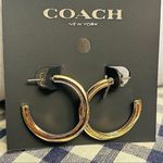Coach  New York Gold Tone Hoop Earrings Classic Polished Statement NWT​ Photo 0