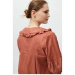 Urban Outfitters  Blouse Womens XS Orange Red FIONNA Ruffle Puff Sleeve Boho Top‎ Photo 2