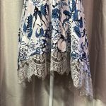 Floral Lace Trim Women’s Top Blue Photo 11