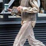 Forte Forte Encanto Fil Coupe Lurex Flare Pants Estrella Silver Womens Size 0 US Photo 0