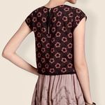 Free People Floral Tiered Ruffle Crop Top Size Medium Zip Back Black Photo 3