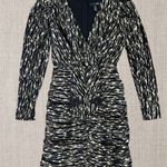 Aqua Black Gold Vneck Printed Ruched Women's Mini Dress Size XS New Photo 2