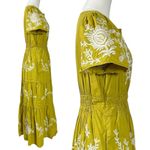 Anthropologie The Somerset Maxi Dress Embroidered Edition Medium Mustard Ivory Photo 7