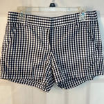 J. Crew Blue White Check Gingham Stretch Flat Front Mid Photo 0