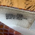 Vintage Bellini 90s Leather Metallic Orange Rust Red Square Toe Heels Sz 7.5 Y2K Photo 4