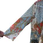 Multiples  Kimono Top Open Mesh Embroidery SZ LG  Sheer Patchwork Boho Fairy Chic Photo 3