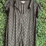Current Air Anthropologie  - Grey Polka Dot Ruffle Short Sleeve Blouse - Small Photo 0
