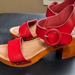 MIA  Red TONNI Sandals with Chunky Wooden Heel Photo 0