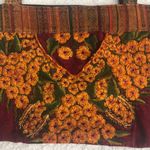 Boho Embroidered Tapestry Cottagecore Western Festival Retro Purse Tote Zip Bag Gold Photo 2