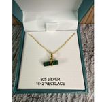 Rachel Zoe NIB 925 Sterling Vermeil Green Malachite Stone T-Bar Necklace Photo 3