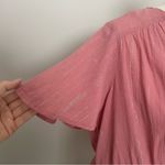 Lane Bryant Top Tunic Faux Wrap Flutter Sleeve Shimmery Metallic Pink Gold Photo 1