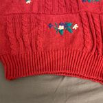 Chinawear NWT Vintage  Floral Embroidered Red Cable Knit Sweater, size M Photo 5