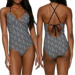 Helen Jon Tie Back One Piece in Sunset Key Black White XL Gold Beads Swimsuit Photo 1