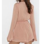 Nasty Gal Cut Out Front Tie Flute Sleeves Peach Nude Romper Shorts Size 4 Balletcore Photo 2