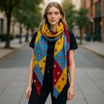 NWT $179 Echo New York 100% Silk Polka Dot Multicolor Abstract Print Y2K Orange Photo 1