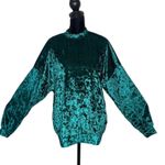 Emma & Sam Women Oversized Crushed Velvet Top Size‎ XS Green Drop Sleeve Whimsigoth NEW Photo 0