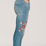 EXPRESS Blue Jeans with Red Floral Design Photo 1