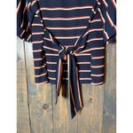 West Kei Striped Tie Waist Blouse‎ Top, Short Sleeve, Navy Blue, Red, White Photo 1