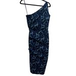 Chiara Boni NWT  La Petite Robe Hiroko 1 Shoulder Midi Dress Chat Classique Blue Photo 4