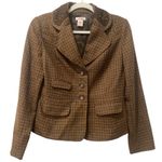 Sundance Brown Plaid Wool BlazerStudded Collar Boho Academia Grunge size 6 Photo 0