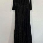 Mac Duggal 67896 Wrap Over Long Sleeve Lace Applique Black Trumpet Gown 16W NWOT Photo 4