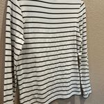Jones New York JNY Women's White Black & Gold Striped Long Sleeve Top Photo 4